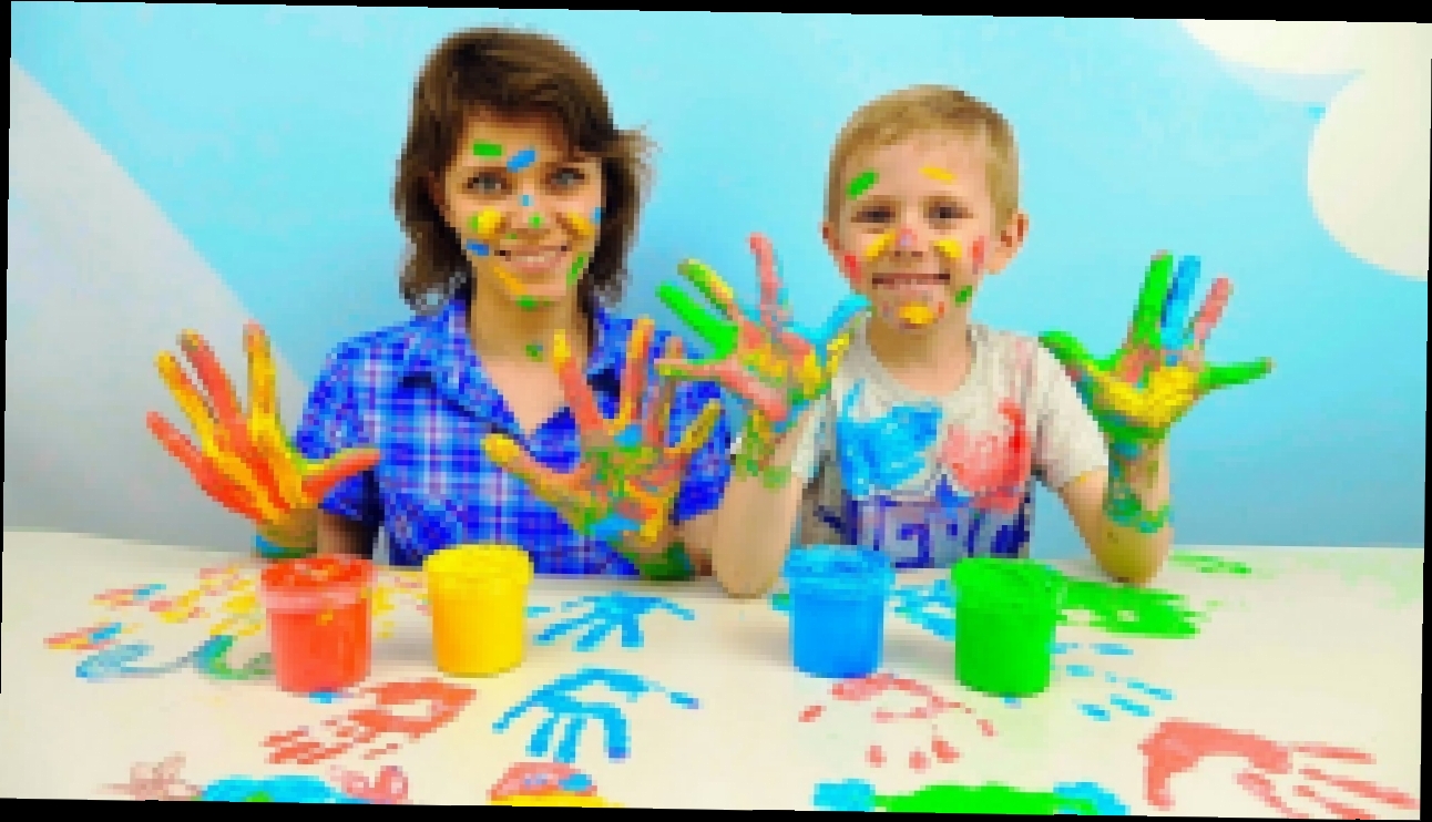 Учим Цвета с ПАЛЬЧИКОВЫМИ КРАСКАМИ и Играем в игру ЦВЕТНЫЕ ЛАДОШКИ FINGER PAINT - видеоклип на песню