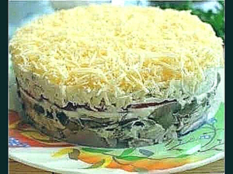 САЛАТ «ТОСКА» С ГРИБАМИ И КУРИЦЕЙ 