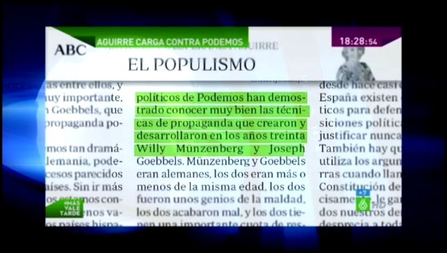 Esperanza Aguirre a Podemos;  ...usan Técnicas Nazis de Münzenberg, Goebbels  - видеоклип на песню