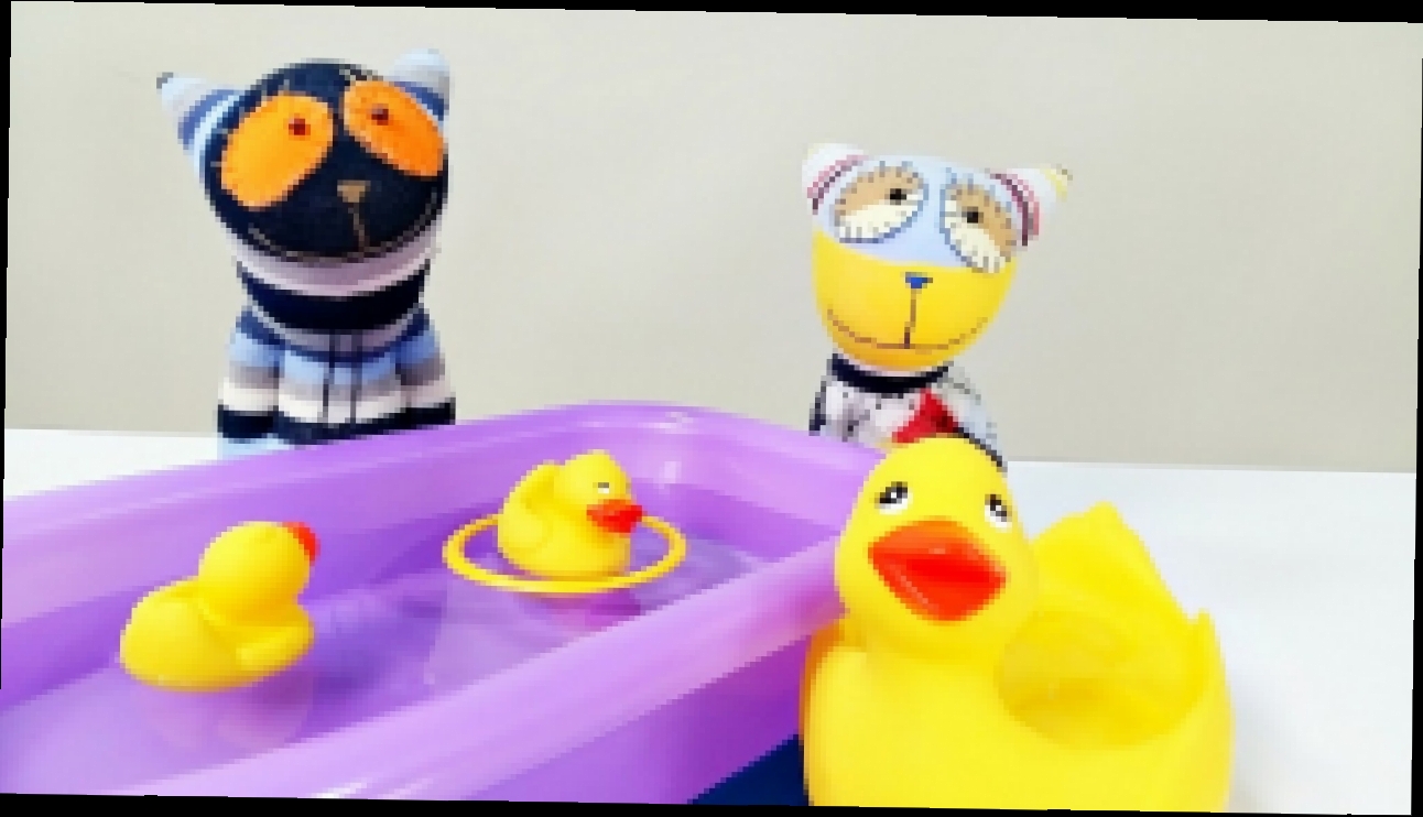 Видео с игрушками. Котята Мур и Мяу играют с уточками. Развивающее видео для детей. - видеоклип на песню