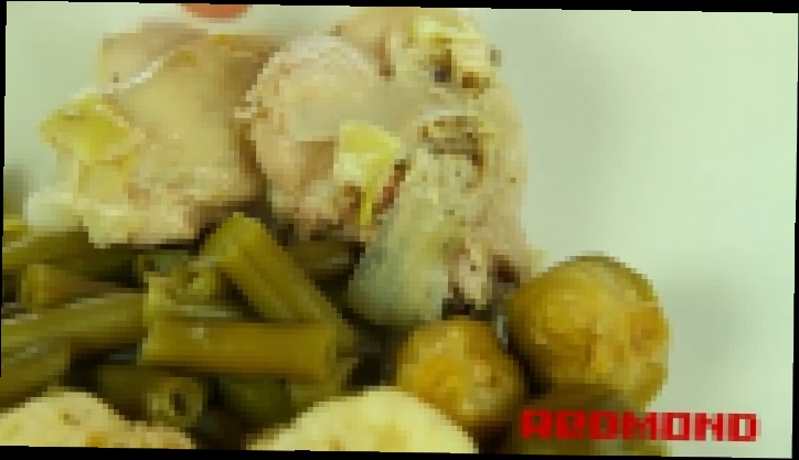 Кролик отварной с овощами на пару 2 блюда сразу, мультиварка Redmond RMC-M4502 